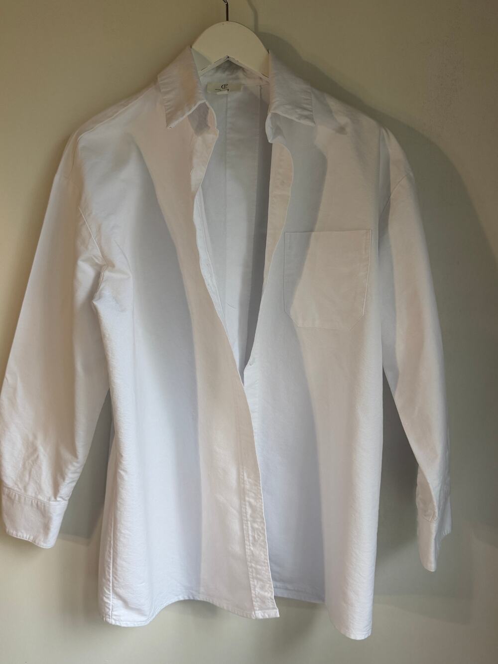 P Cill White 100% Cotton Oversized Boyfriend Button Down Shirt Size Small
